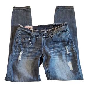 1st Kiss Women Juniors Distressed Skinny Jeans Size 5 Medium Wash Stretch Denim